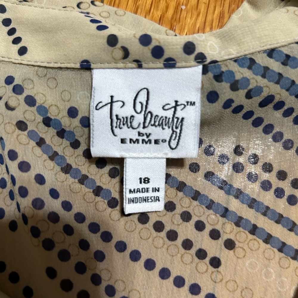 Sheer Office Career Wear Button Down With A Ruffle Front Detain Blouse Size 18 — image 7 of 8